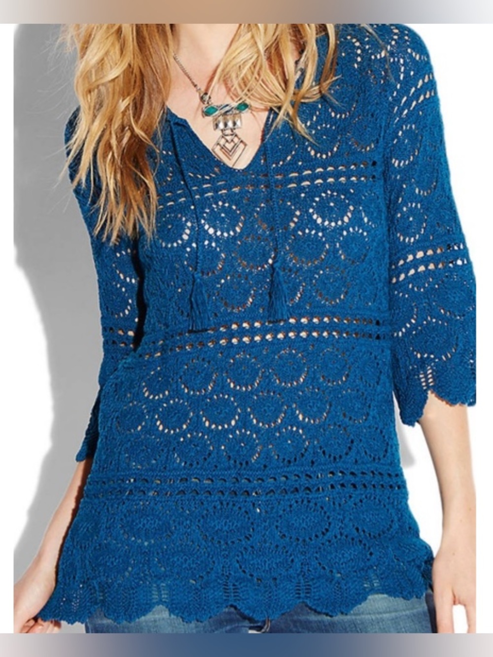 Lucky Brand Sapphire Crochet Top